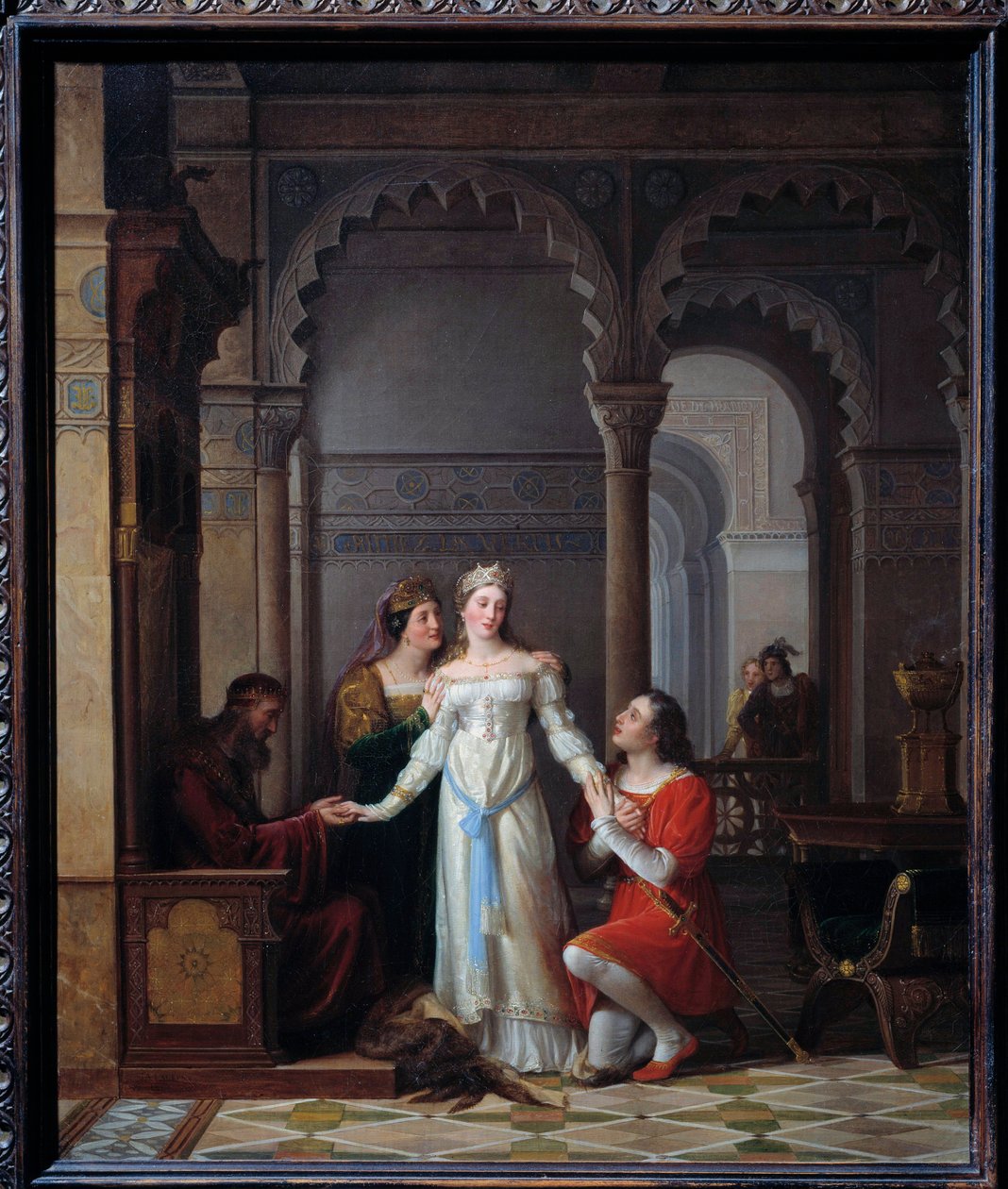 Ezelsvel Illustratie van het sprookje door Charles Perrault met de jonge prinses in het paleis van haar vader die verliefd op haar is door Jean Antoine Laurent