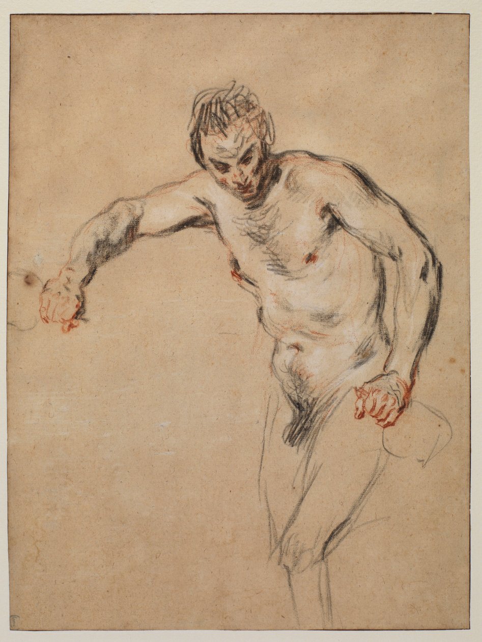 Sater die wijn schenkt, 1717 door Jean Antoine Watteau