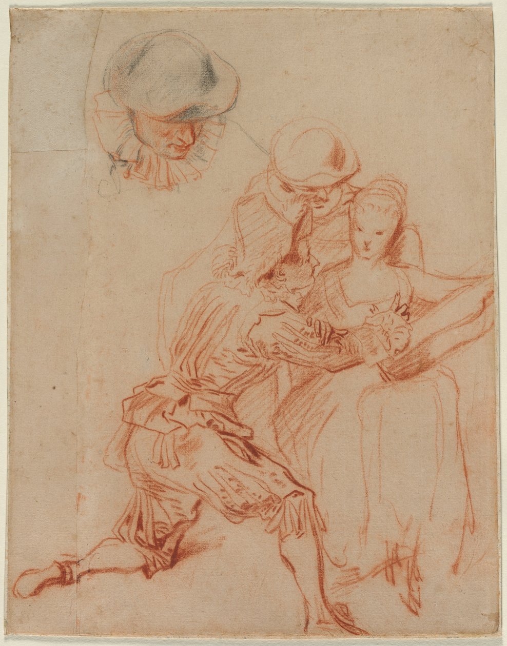 Studie voor "De verteller" (Le Conteur) door Jean Antoine Watteau