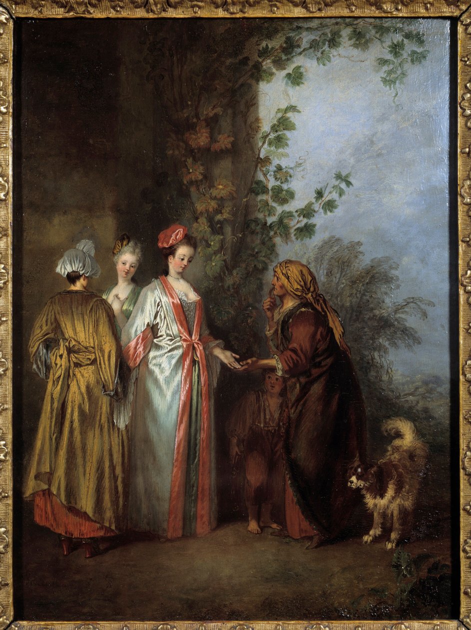 De waarzegster door Jean Antoine Watteau