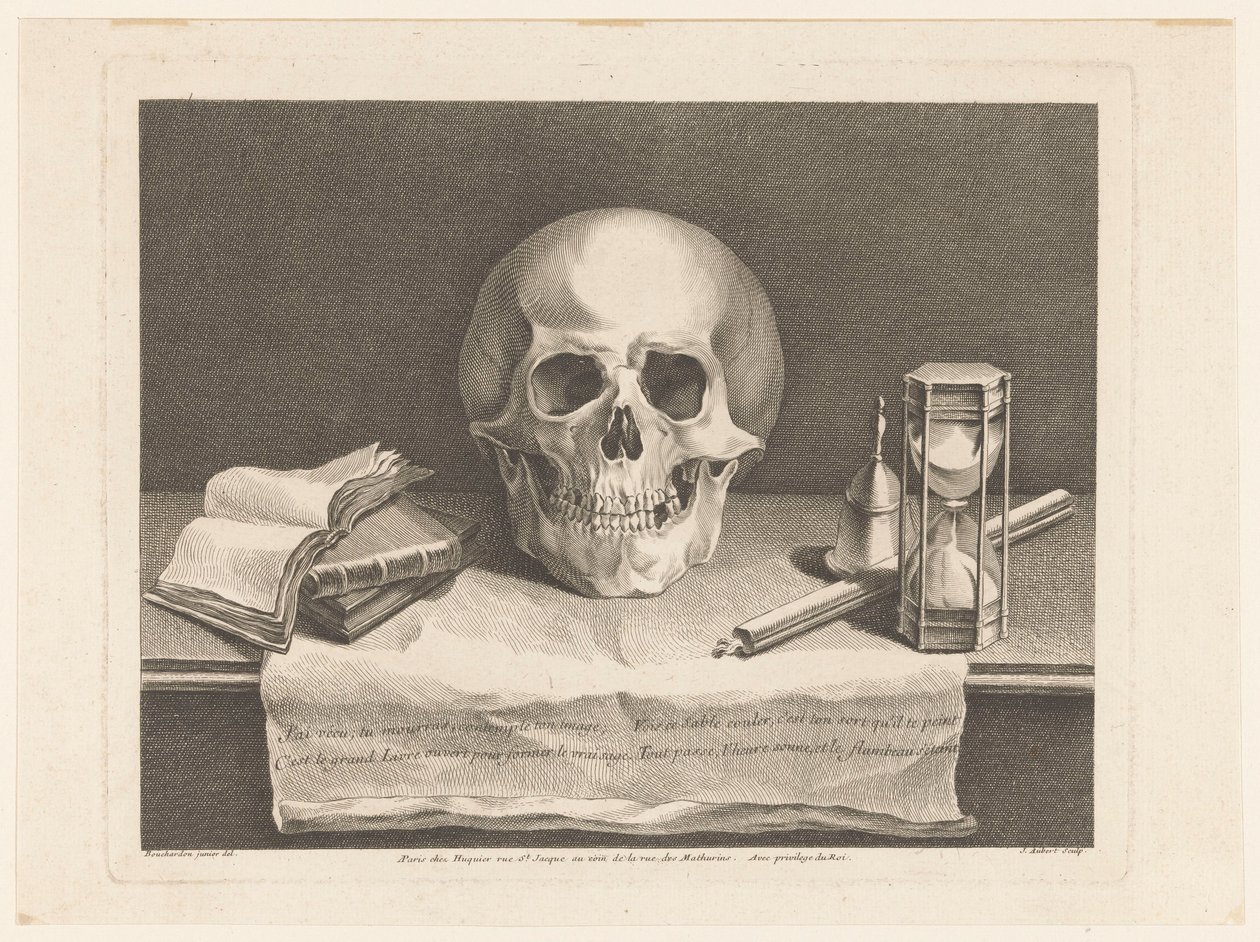 Stilleven met vanitas symbolen door Jean Aubert