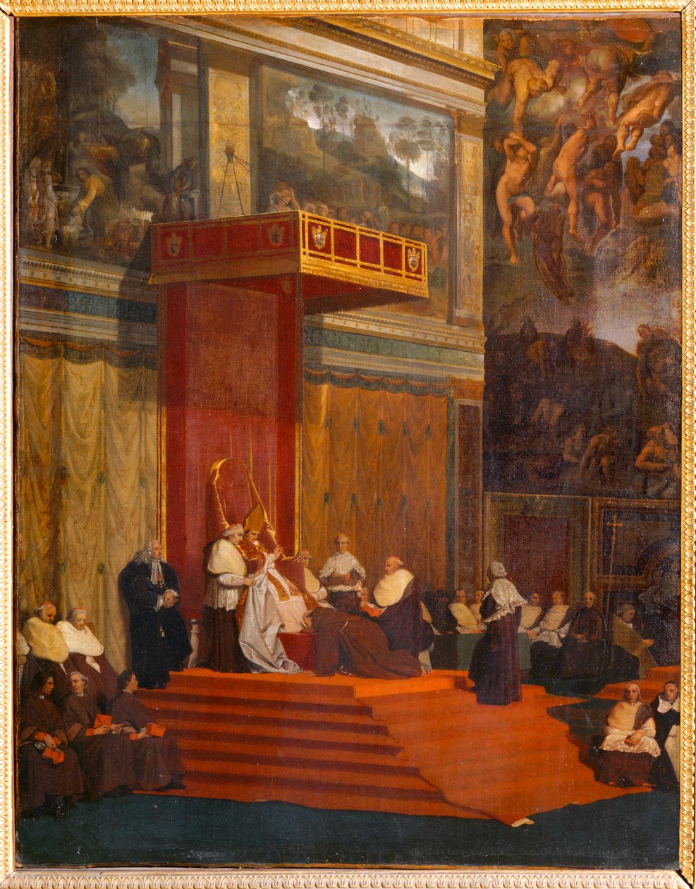 Paus Pius VII houdt kapel vast. 1820 ... door Jean Auguste Dominique Ingres