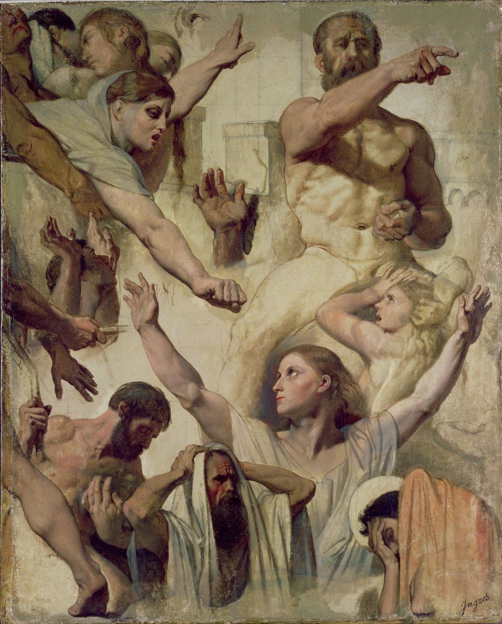 Studies voor Het Martelaarschap van St. Symphorien (Heilige, Moeder en Proconsul) door Jean Auguste Dominique Ingres