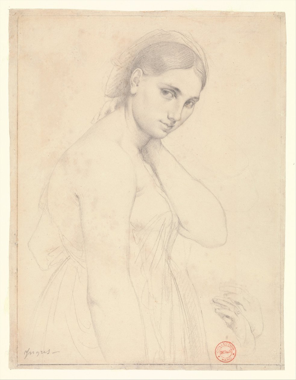 Studie voor "Rafaël en de Fornarina" (?) door Jean Auguste Dominique Ingres