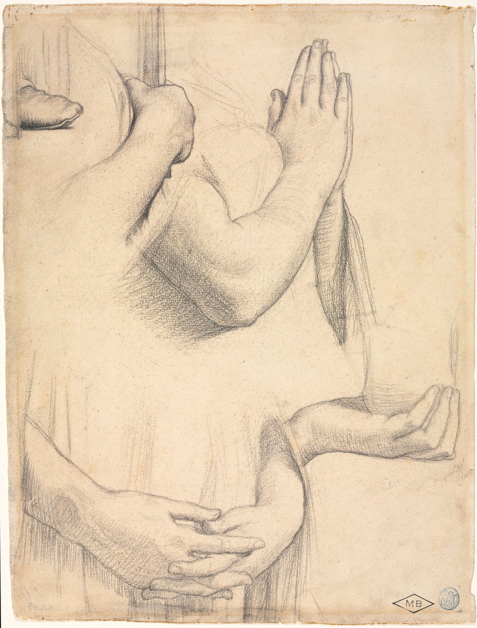 Studie van handen, 1842 door Jean Auguste Dominique Ingres