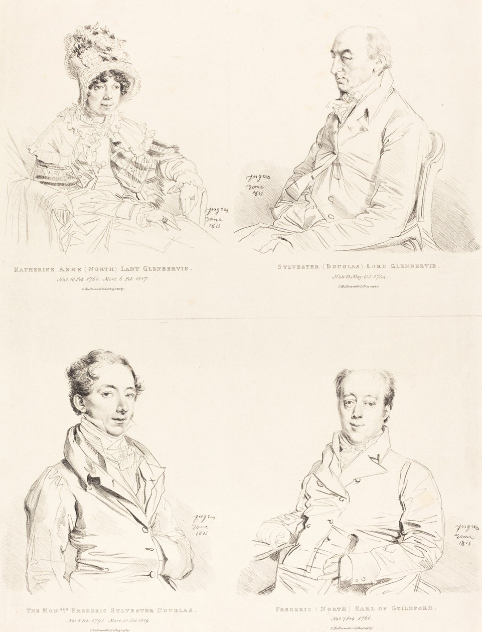 Sylvester (Douglas) Lord Glenbervie; Katherine Anne (North) Glenbervie; Frederic (North) Graaf van Guilford; Frederic Sylvester Douglas door Jean Auguste Dominique Ingres