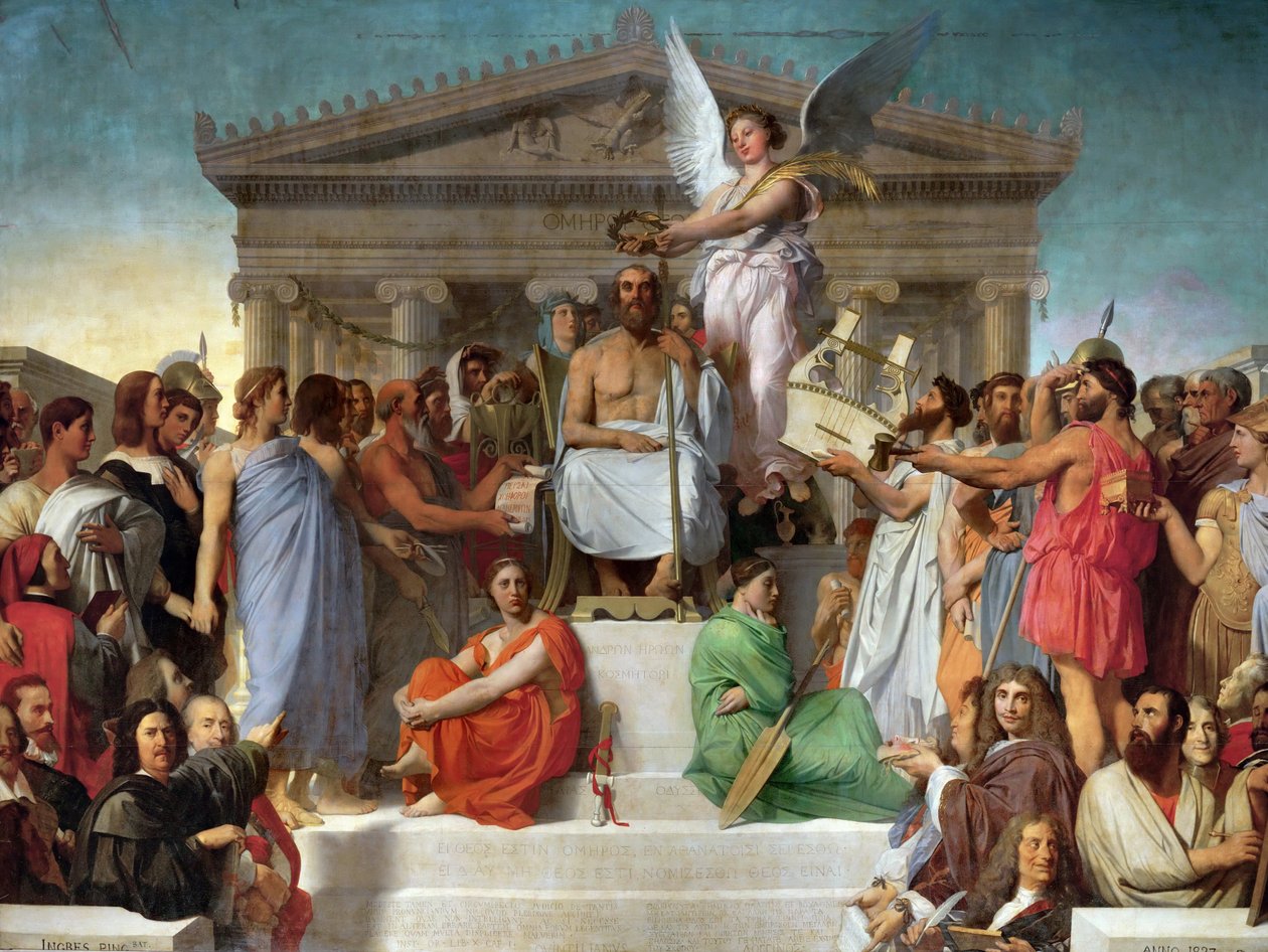 De apotheose van Homerus door Jean Auguste Dominique Ingres