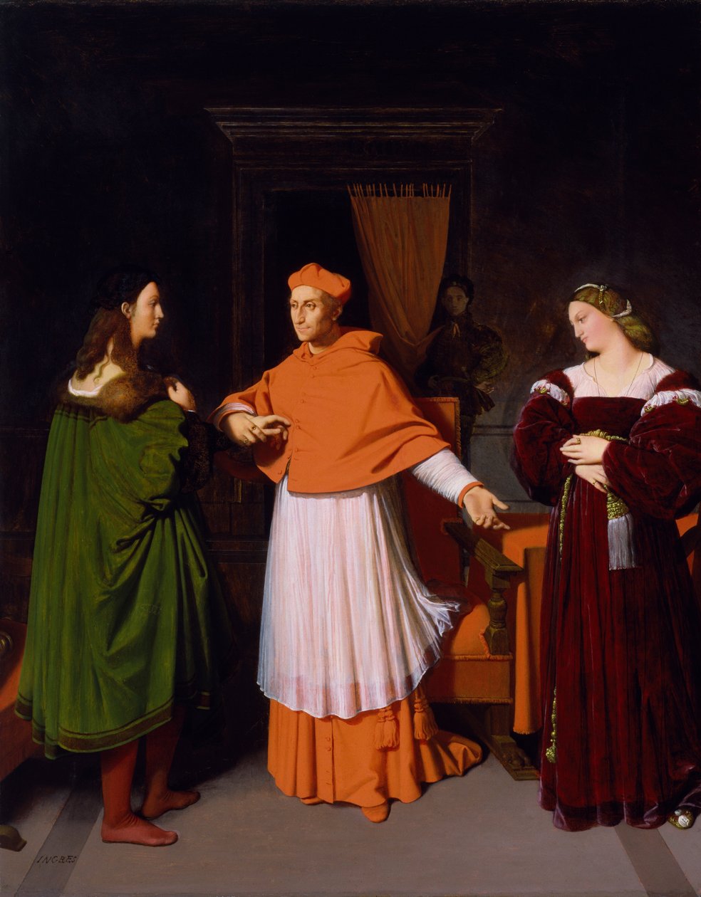 De verloving van Rafaël en de nicht van kardinaal Bibbiena door Jean Auguste Dominique Ingres
