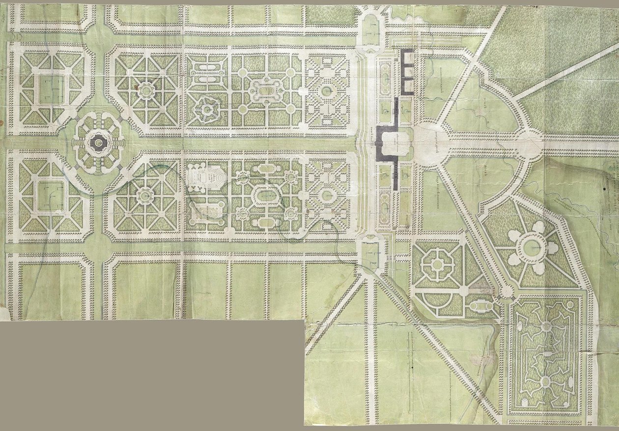 Ontwerp voor het Strelna-paleis en park door Jean Baptiste Alexandre Le Blond