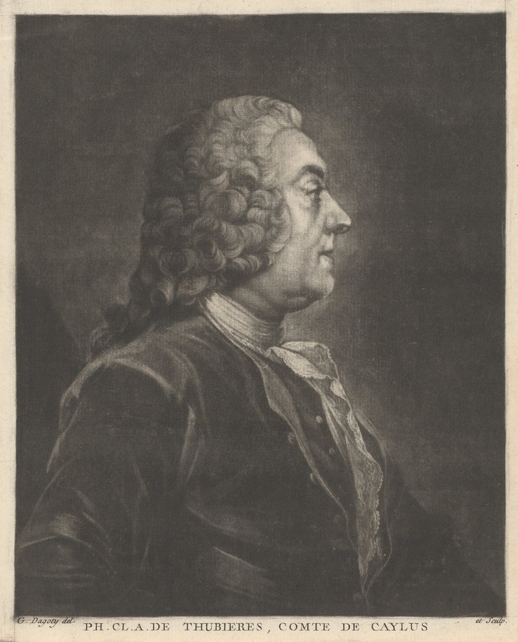 Ph. Cl. A. de Thubières, Graaf van Caylus door Jean Baptiste André Gautier Dagoty