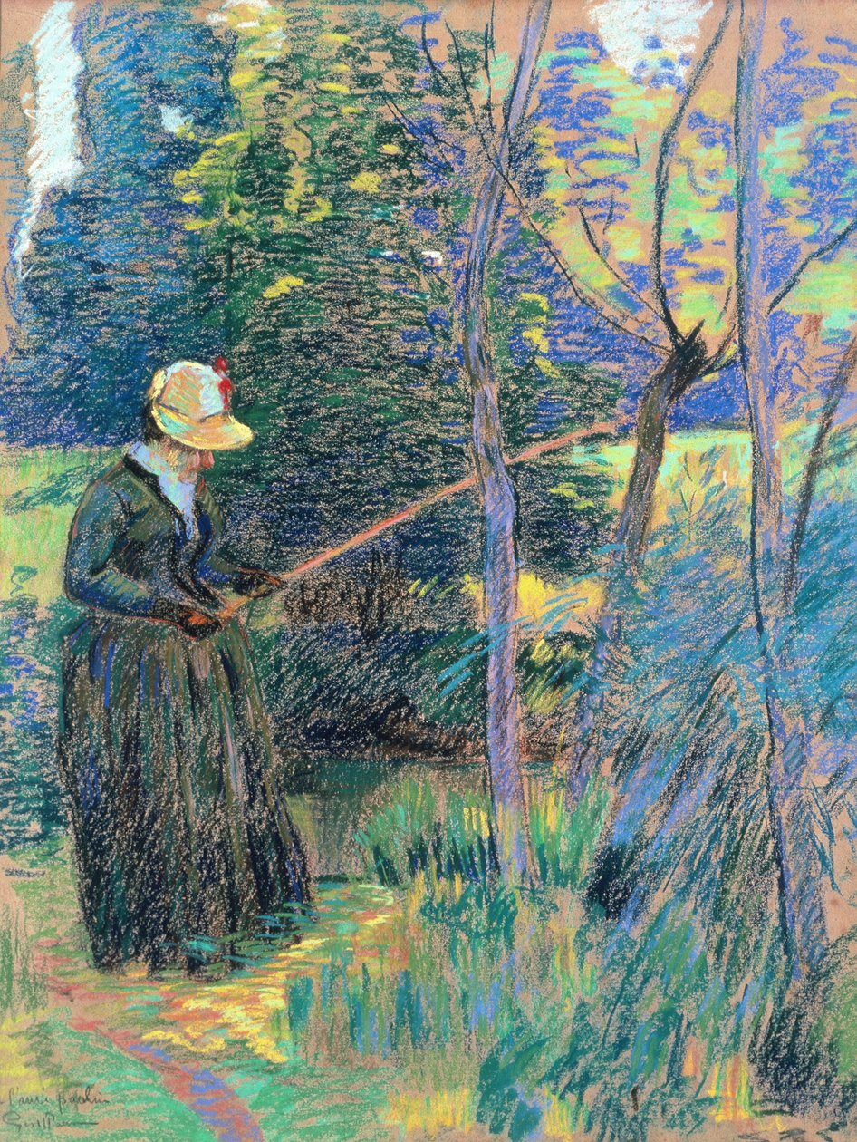 Madame Guillaumin aan het vissen door Jean Baptiste Armand Guillaumin