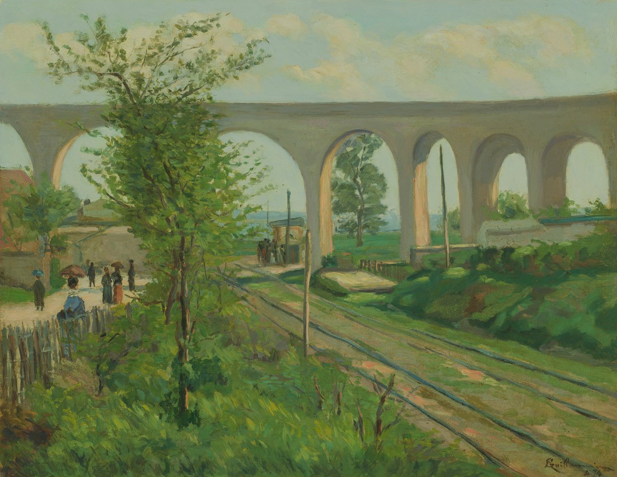 Het aquaduct van Arcueil bij de spoorwegovergang van Sceaux door Jean Baptiste Armand Guillaumin