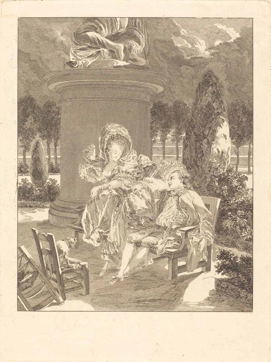 De avond van de Thuileries door Jean Baptiste Blaise Simonet after Pierre Antoine Baudouin