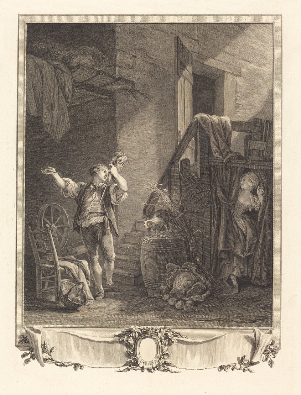 Roos en Colas door Jean Baptiste Blaise Simonet after Pierre Antoine Baudouin
