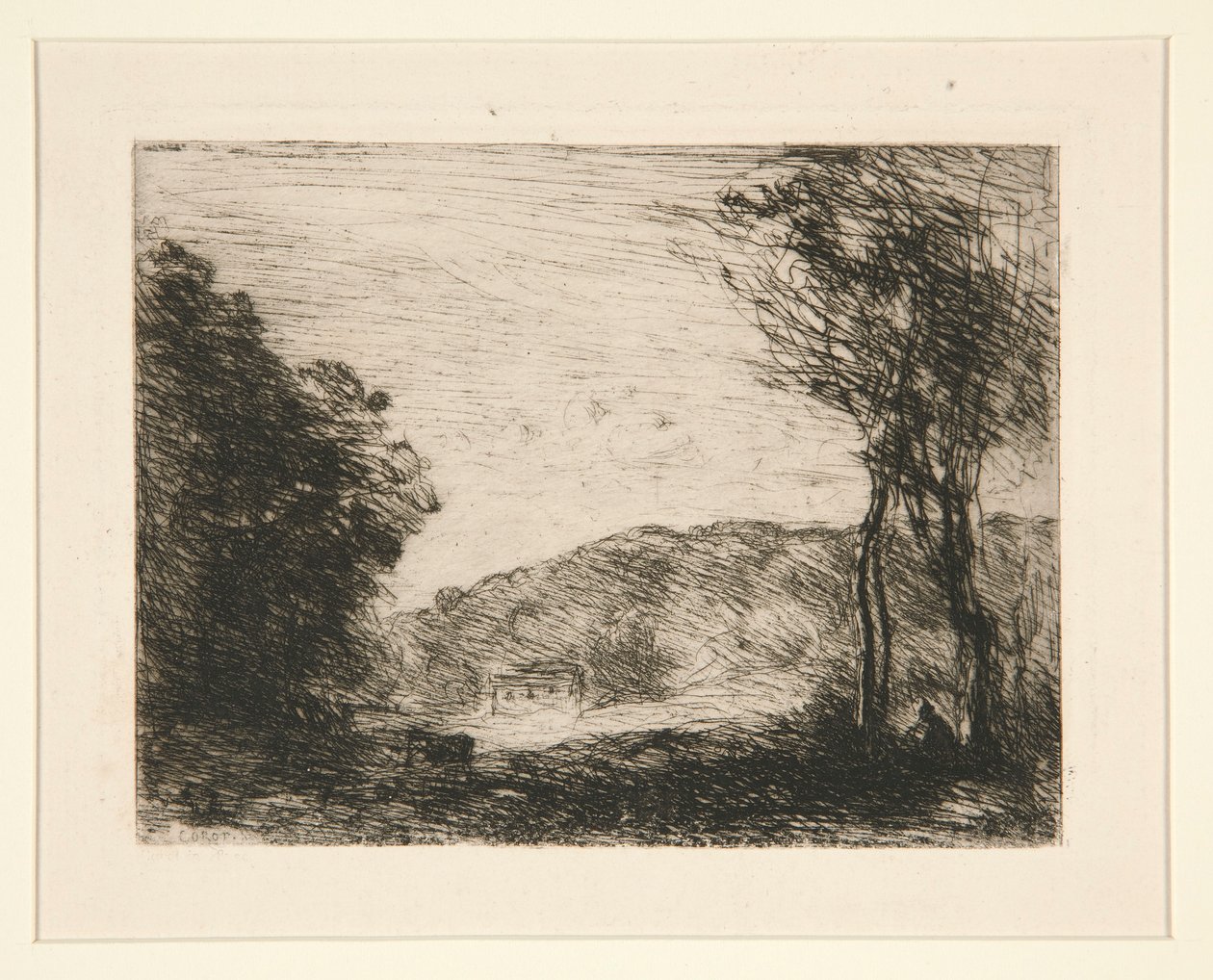 Bosrijk platteland door Jean Baptiste Camille Corot