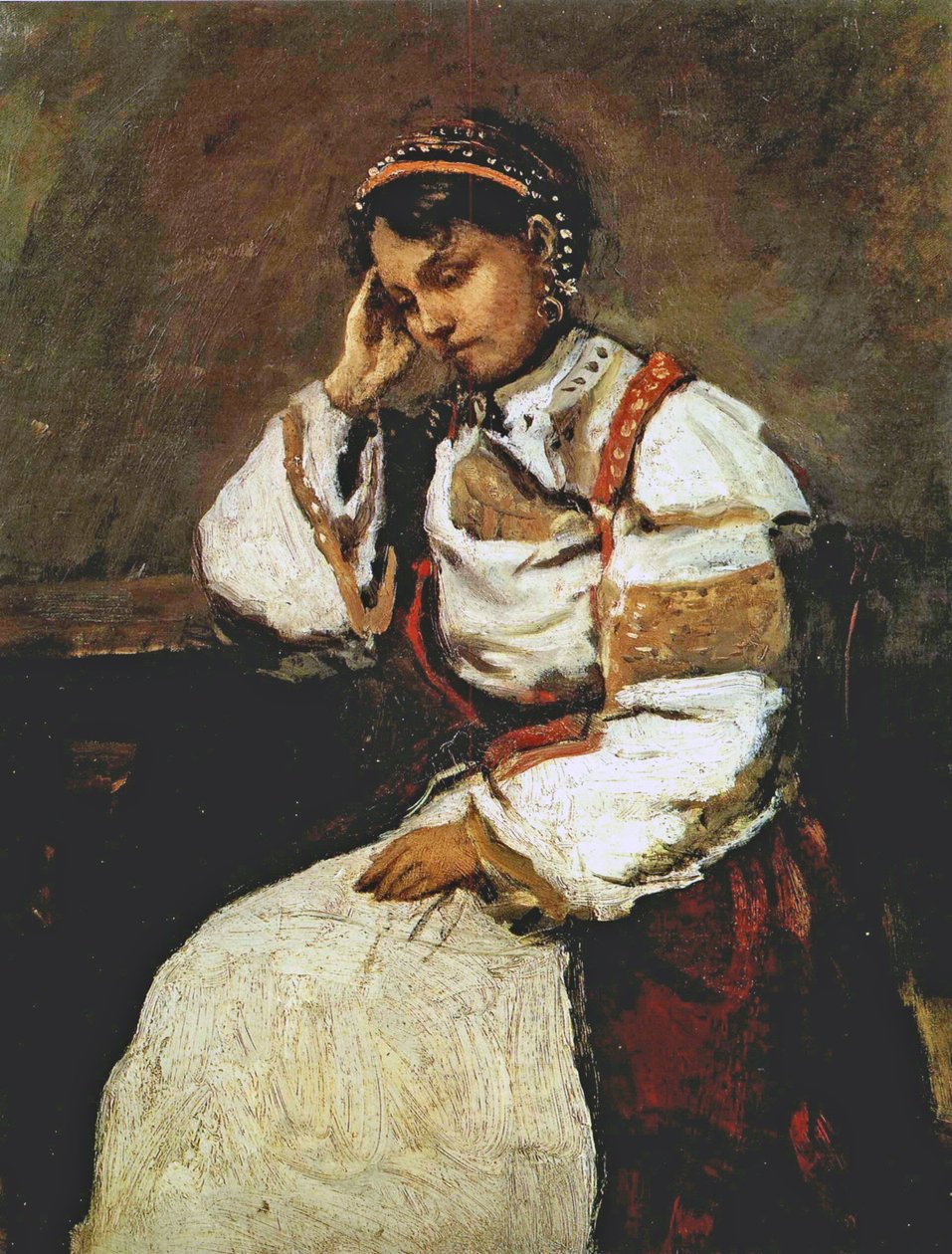 Corot - De dromende zigeunerin, 1865-70 door Jean Baptiste Camille Corot