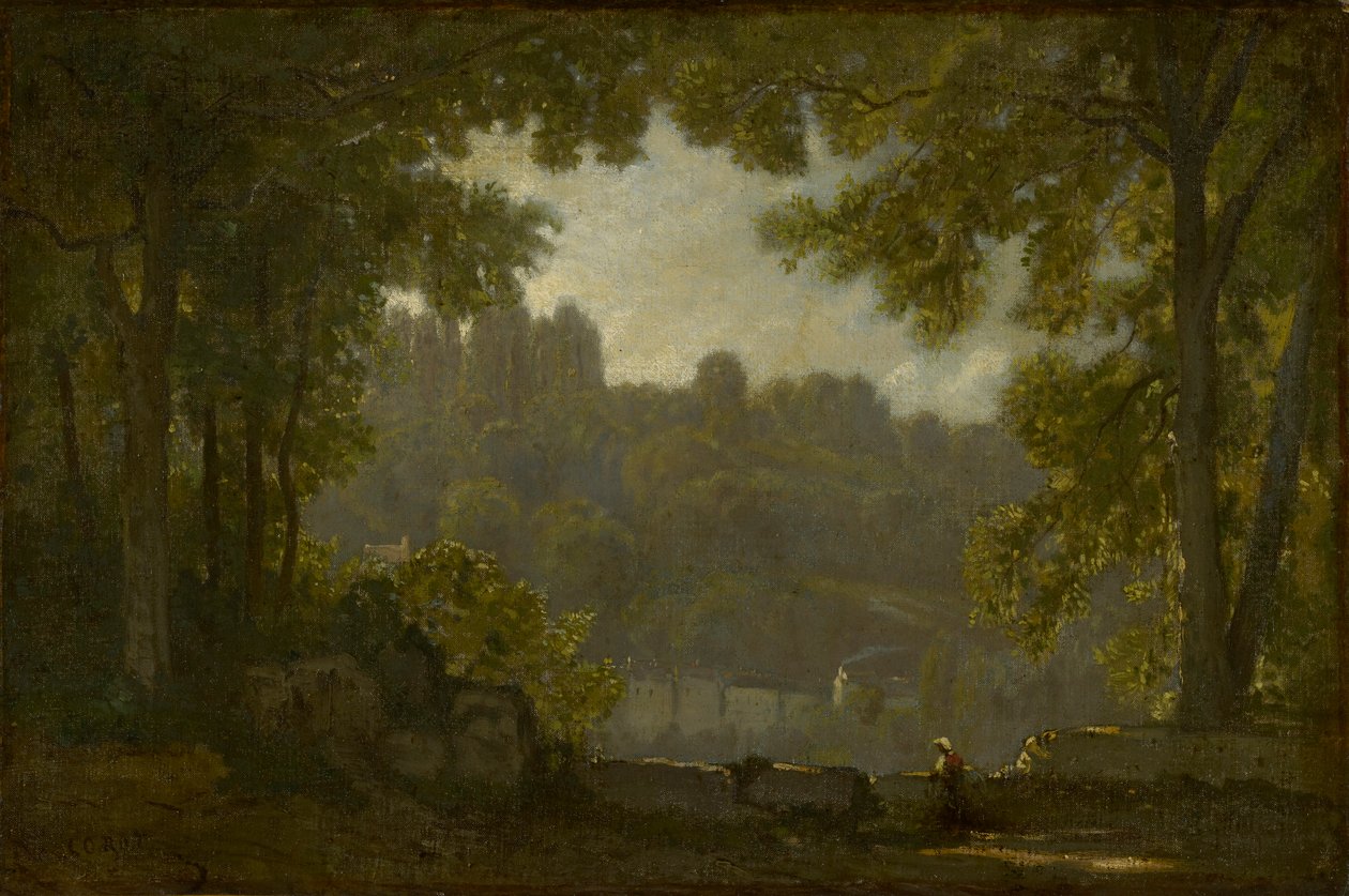 Boslandschap door Jean Baptiste Camille Corot
