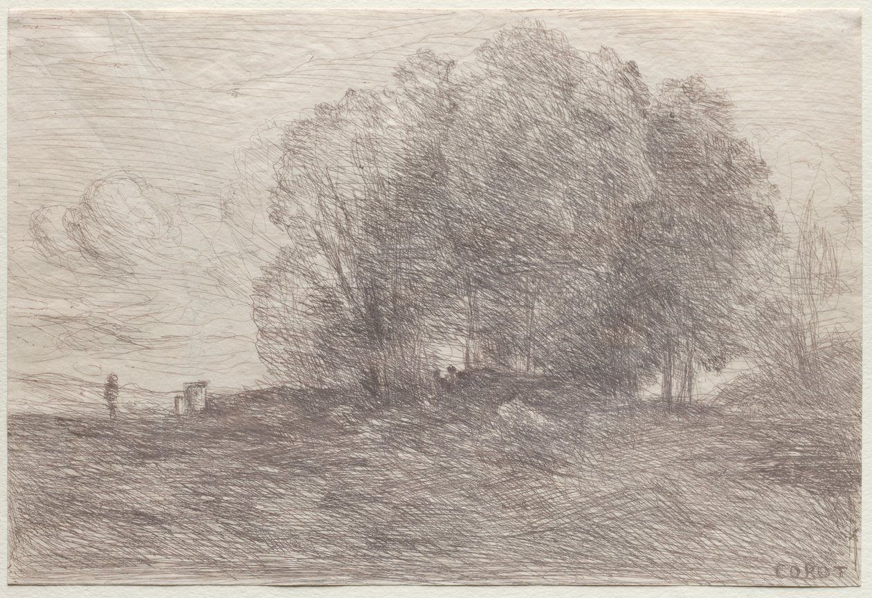 Groep Bomen, 1858 door Jean Baptiste Camille Corot