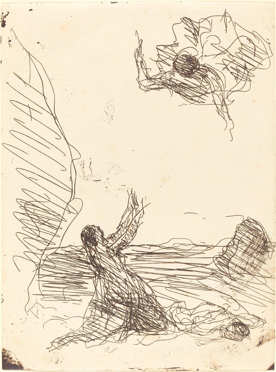 Hagar en de engel door Jean Baptiste Camille Corot