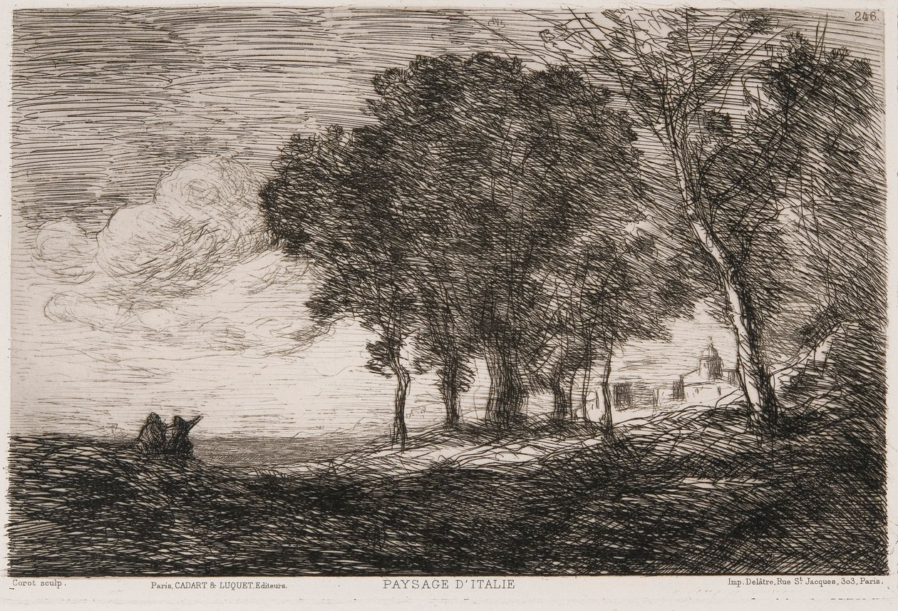 Italiaans landschap door Jean Baptiste Camille Corot