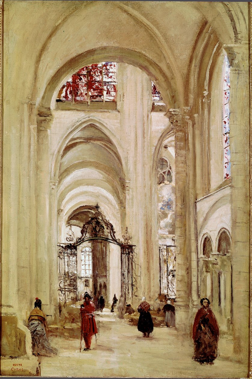 De kathedraal van Sens. Schilderij door Jean Baptiste Camille Corot (1796-1875) 1874. Dim. 61x40 cm. Parijs, Musée du Louvre door Jean Baptiste Camille Corot