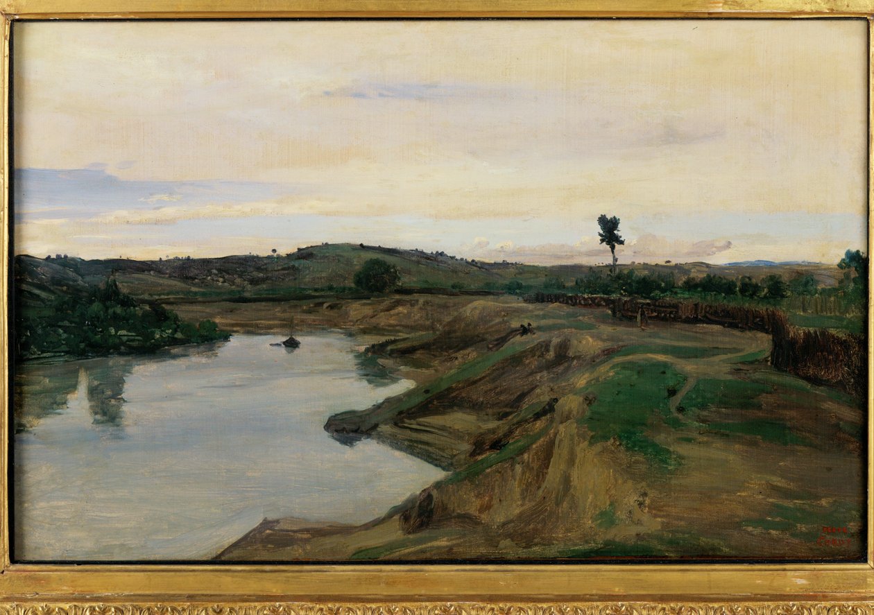 De Poussin-wandeling, het platteland van Rome ... door Jean Baptiste Camille Corot