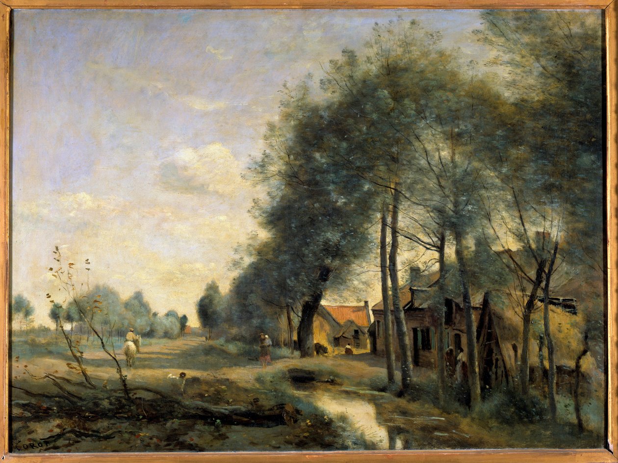 La route de Sin le Noble, nabij Douai door Jean Baptiste Camille Corot