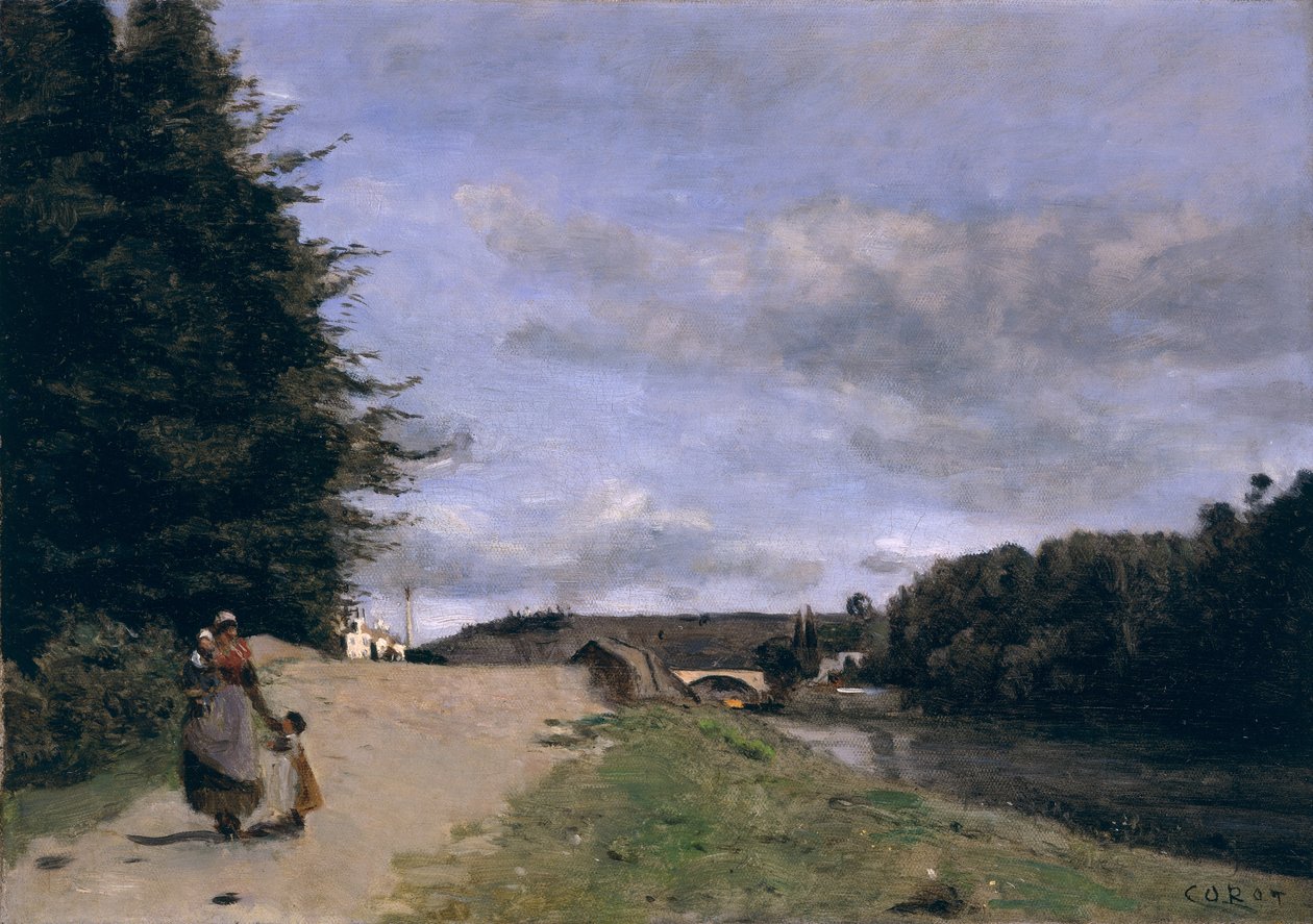 Landschap met Moeder en Kinderen door Jean-Baptiste-Camille Corot