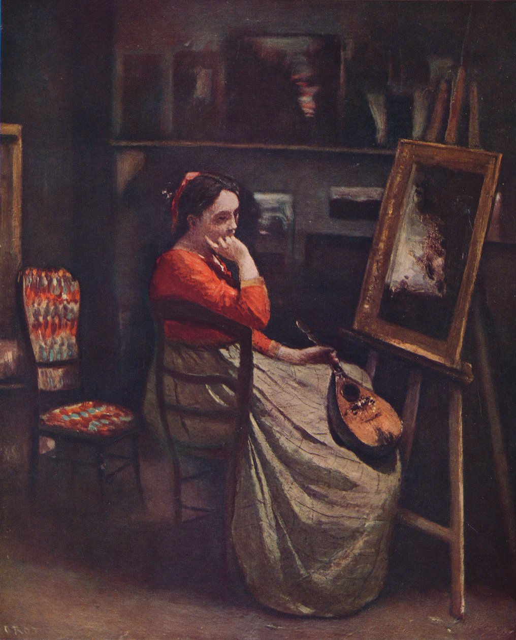 Het atelier van Corot door Jean Baptiste Camille Corot