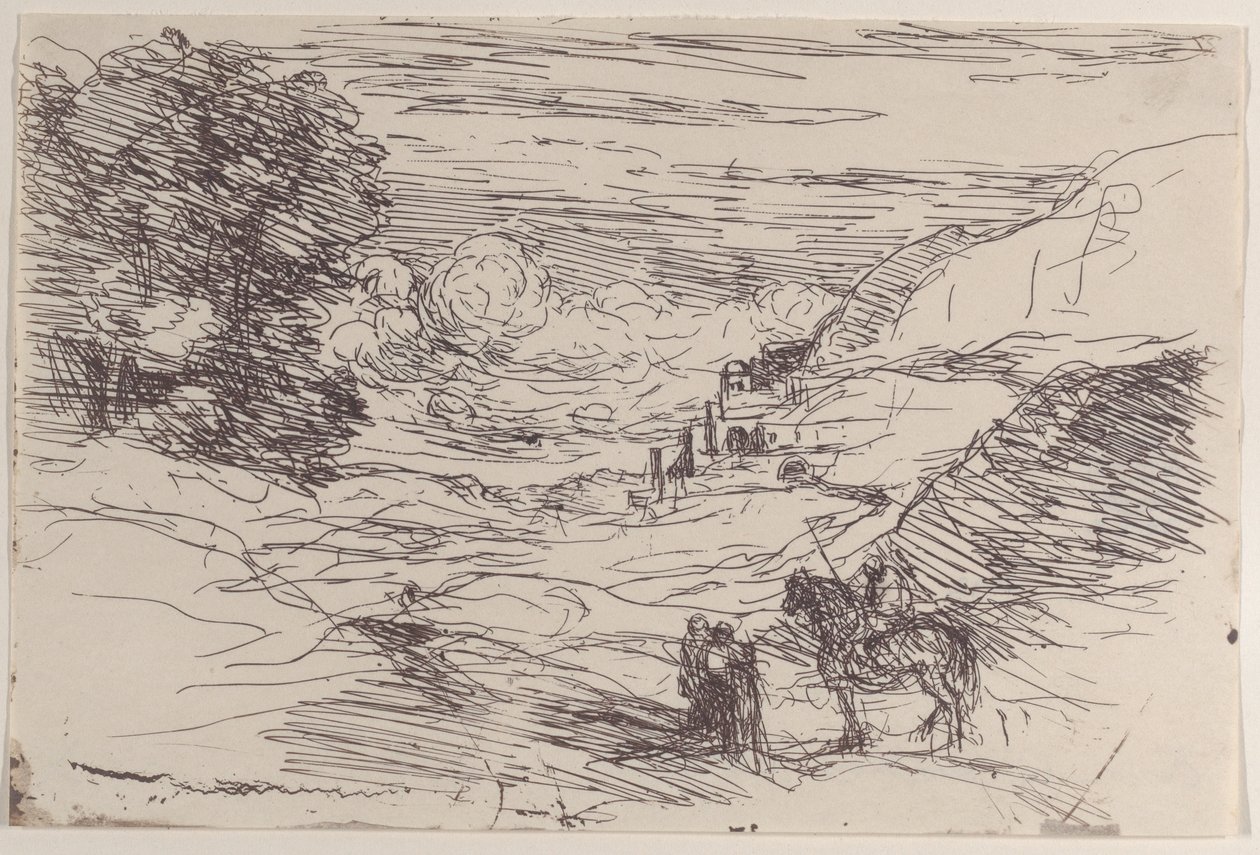 Les Paladins door Jean Baptiste Camille Corot