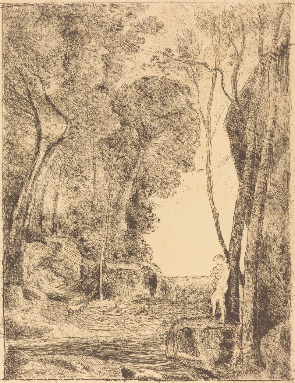 Kleine herder, 1e plaat door Jean Baptiste Camille Corot