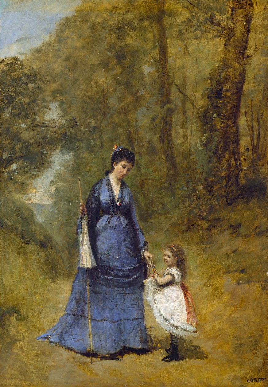 Madame Stumpf en Haar Dochter, 1872 door Jean Baptiste Camille Corot