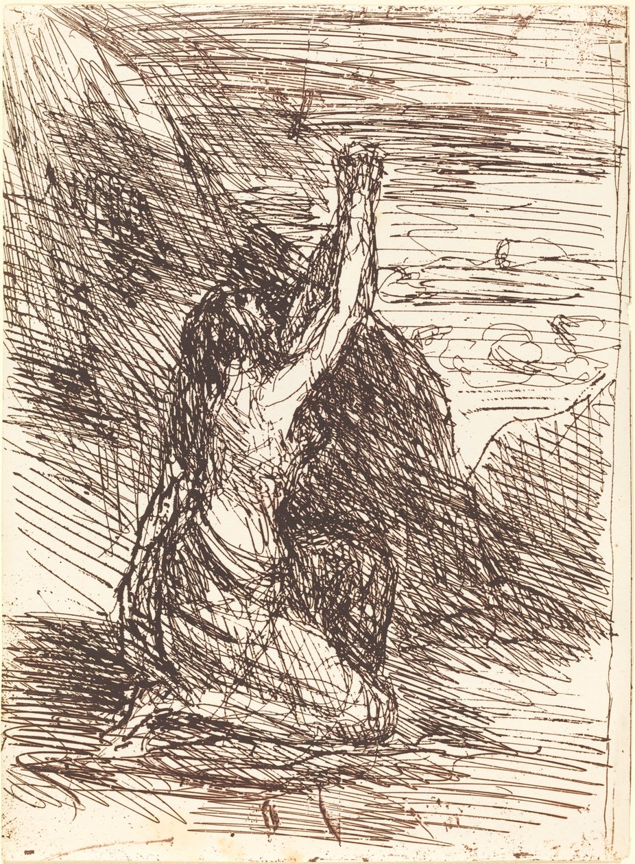 Maria Magdalena knielend (Madeleine a genoux) door Jean Baptiste Camille Corot