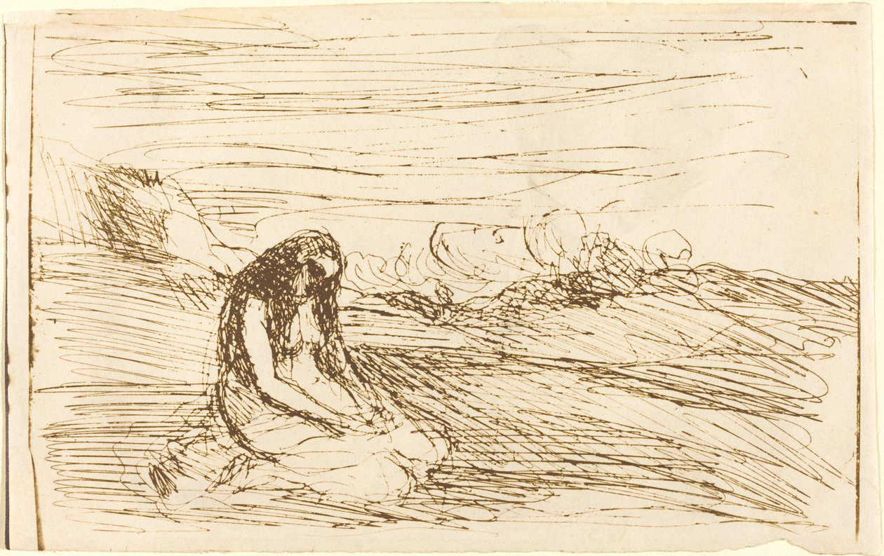 Maria Magdalena in Meditatie, 1858 door Jean Baptiste Camille Corot