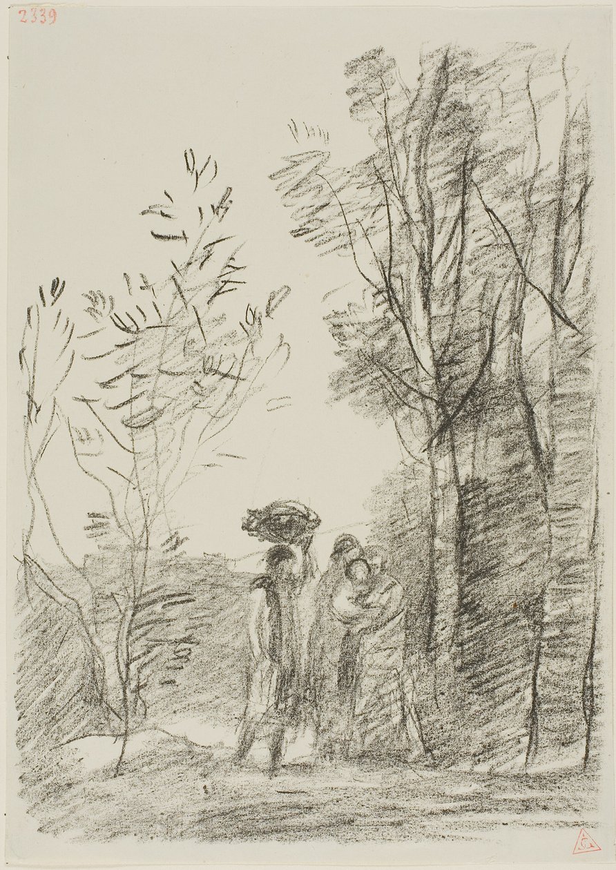 Ontmoeting in het bos door Jean Baptiste Camille Corot