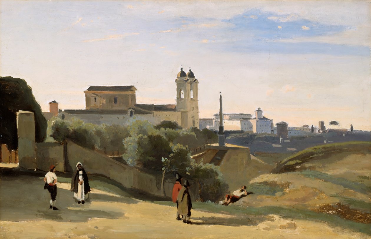 Monte Pincio, Rome, 1840-50 door Jean Baptiste Camille Corot