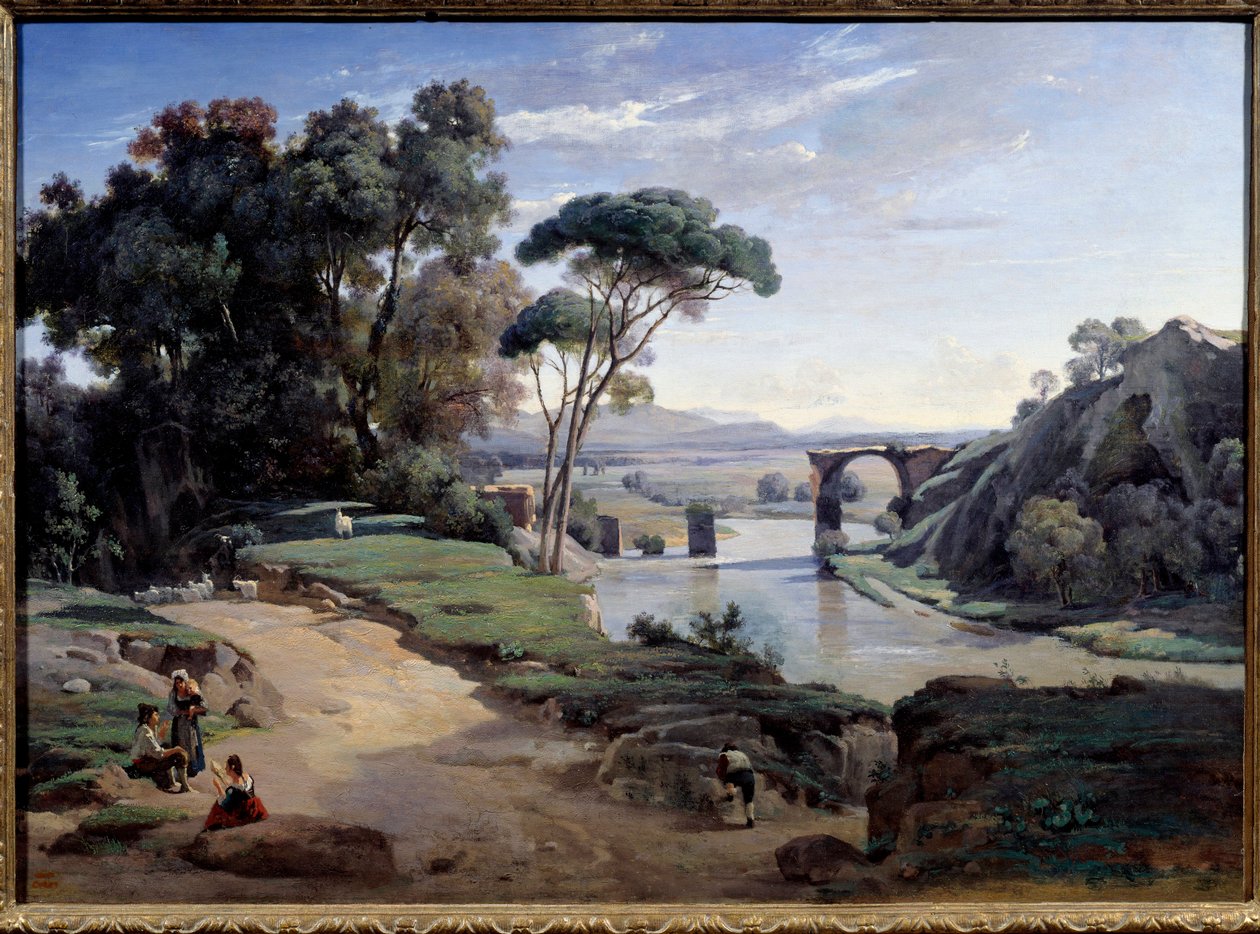 Narni-brug bij Rome door Jean Baptiste Camille Corot