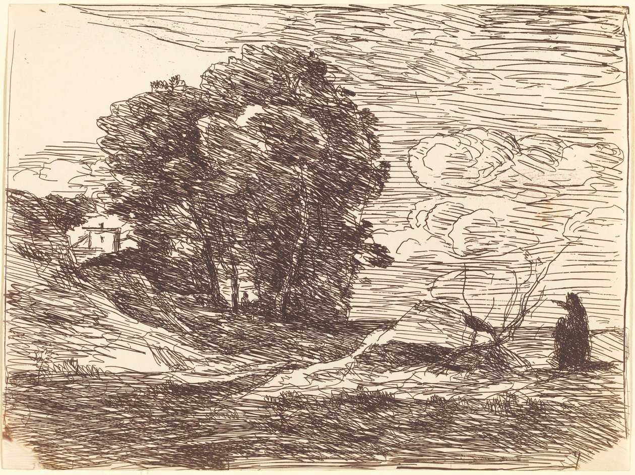 Woning van de dichter door Jean Baptiste Camille Corot