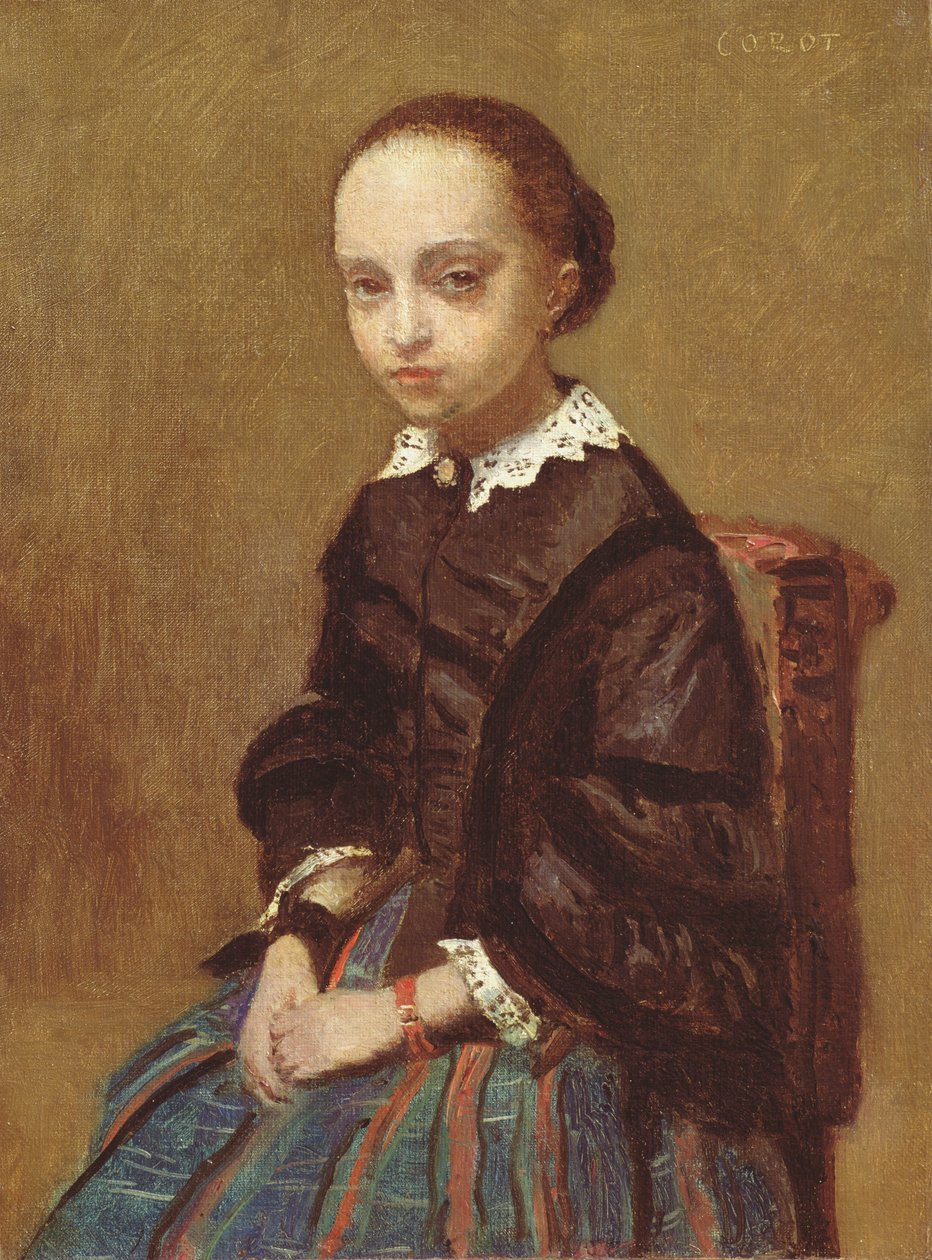 Portret van een Meisje, 1857-58 door Jean Baptiste Camille Corot