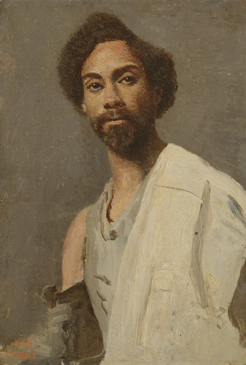 Portret van een Abessijnse man door Jean Baptiste Camille Corot