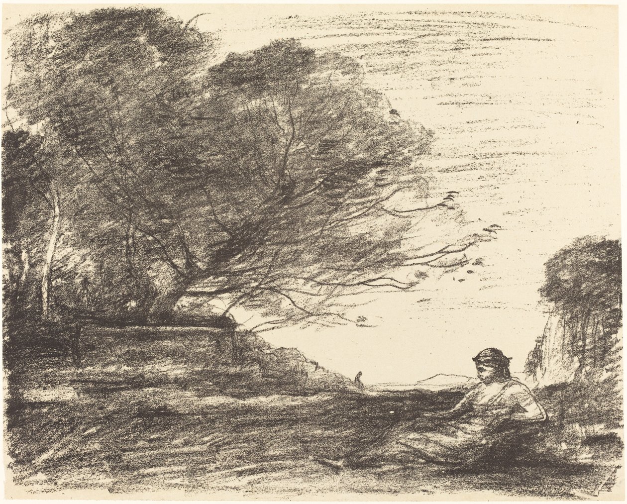 Sappho, 1871 door Jean Baptiste Camille Corot