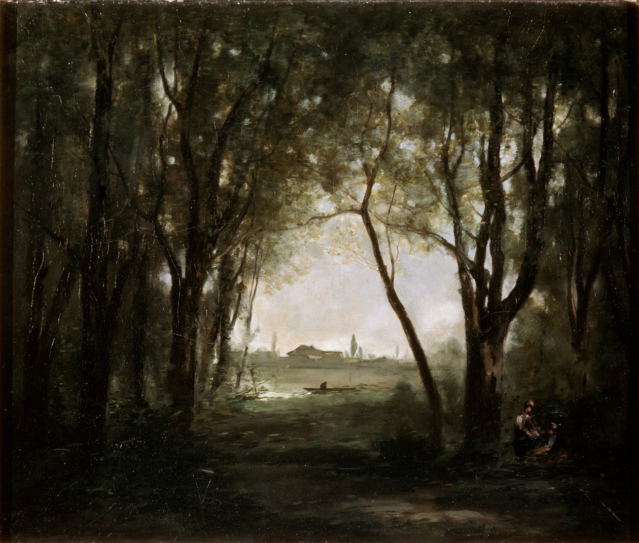 Scène bij een meer door Jean Baptiste Camille Corot