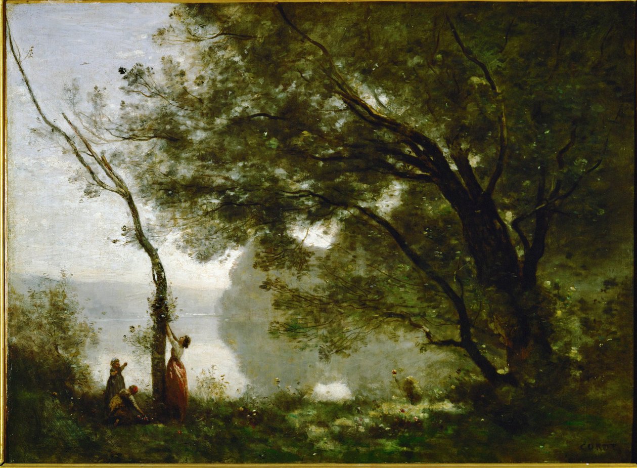 Souvenir van Mortefontaine, Frankrijk ... door Jean Baptiste Camille Corot