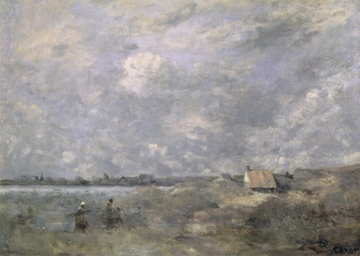 Stormachtig Weer, Pas de Calais door Jean Baptiste Camille Corot