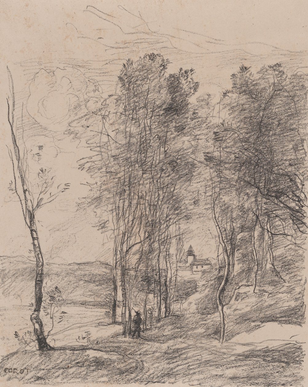 De Belfort van St.-Nicolas-les-Arras door Jean Baptiste Camille Corot
