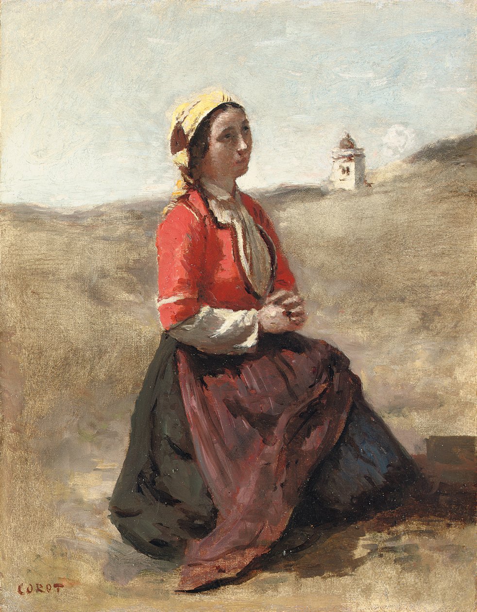 De Breton in gebed door Jean Baptiste Camille Corot