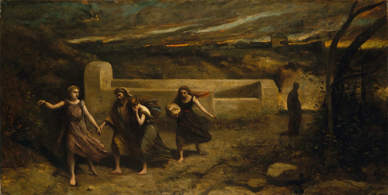 De brand van Sodom door Jean Baptiste Camille Corot