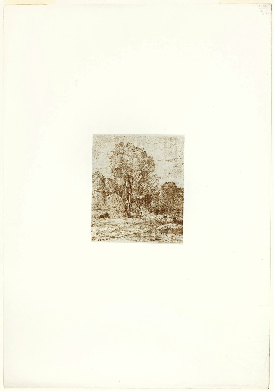 De koeienweide door Jean Baptiste Camille Corot
