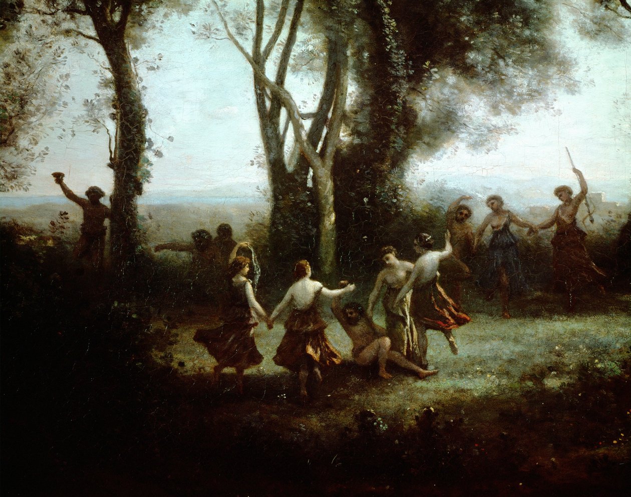 De dans van de nimfen ... door Jean Baptiste Camille Corot