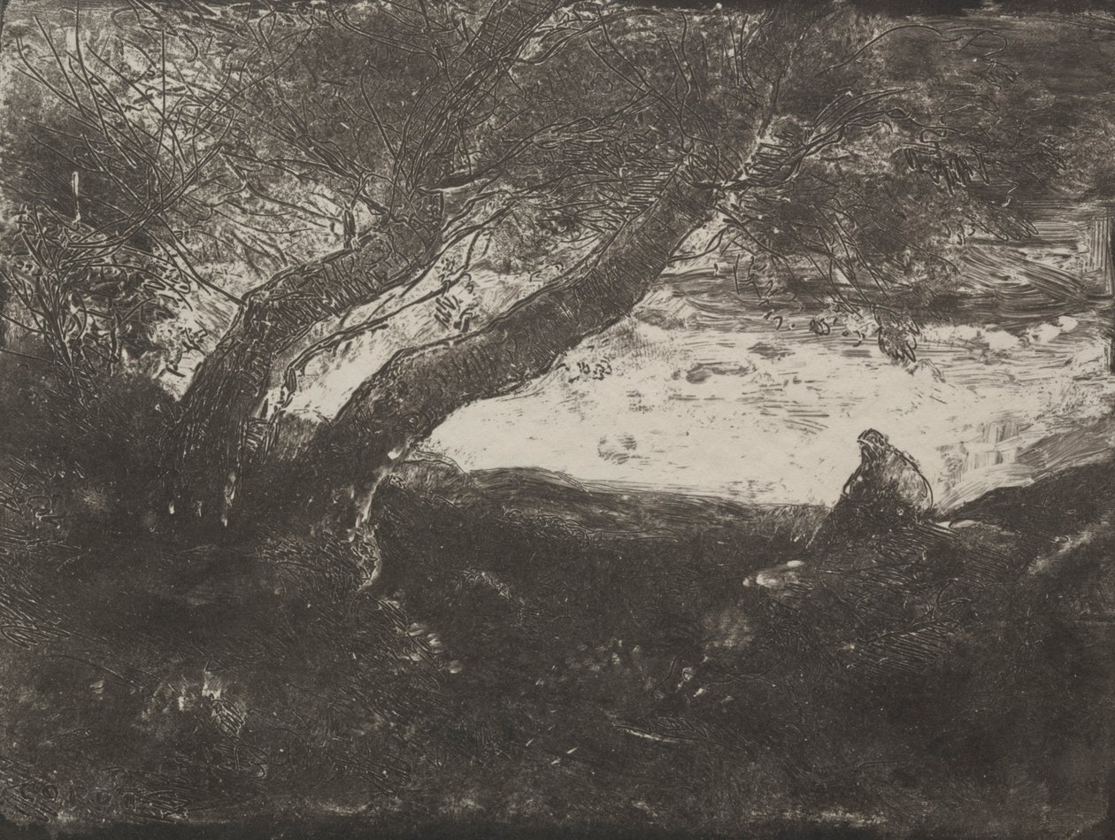 De Dromer, originele indruk 1854, gedrukt in 1921 door Jean Baptiste Camille Corot